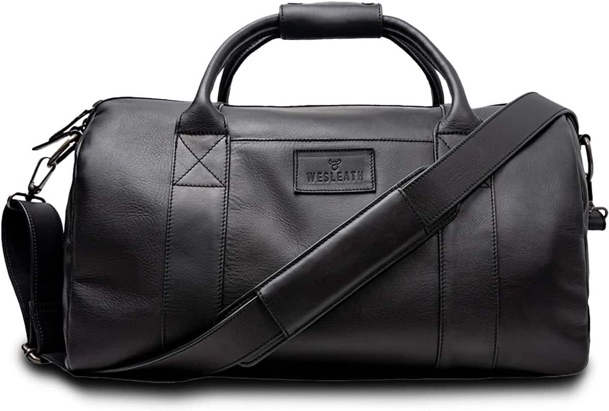 Test du sac de sport en cuir pleine fleur Noir Medium