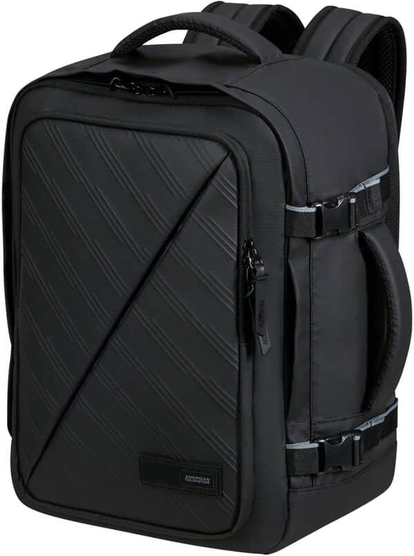 American Tourister Take2Cabin - Sac de cabine Ryanair/Wizz Air/Vueling 40 x 30 x 20 cm, 26,5 L, 0,60 kg, bagage à main, sac à dos d'avion S/M Underseater, édition noire (édition noire)