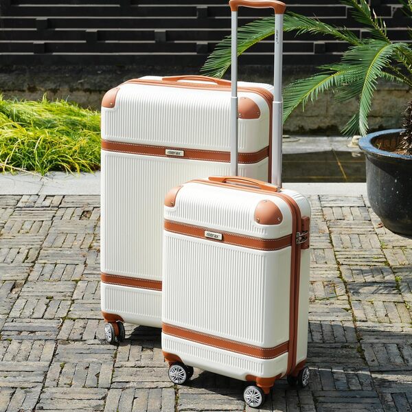 Merax Valise de Voyage Rigide Robuste avec 8 Roues rotatives, Angle de Protection Contre Les collisions, Ensemble de 3 pièces, Serrure TSA, Extensible, Bagage à Main (20/24/28)