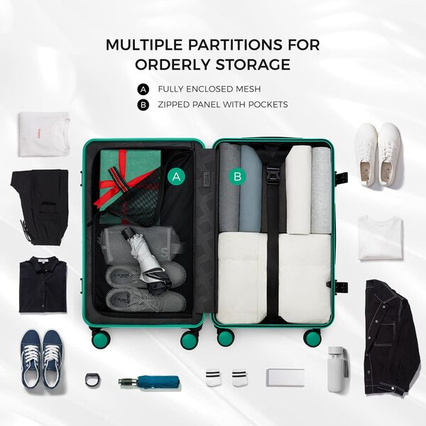TUPLUS Valise de Voyage Valise Aluminium à 4 roulettes Valise Grande Rigide Valise Cabine avec Serrure TSA, Série Core (Vert, 72 x 43.5 x 26.5 cm/63L)
