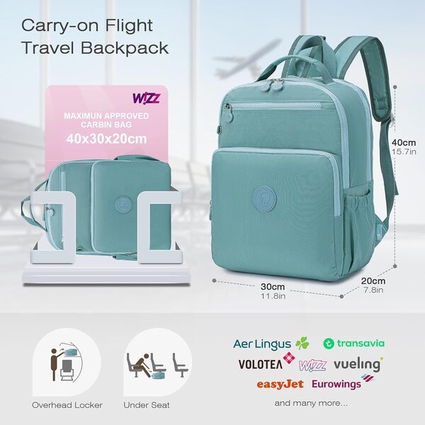 SPAHER 25L Bagage Cabine 40x30x20 Wizzair Volotea Sac Cabine Avion 40x30x20 Valise Cabine Petit Sac à Dos Voyage pour Ordinateur Portable 14
