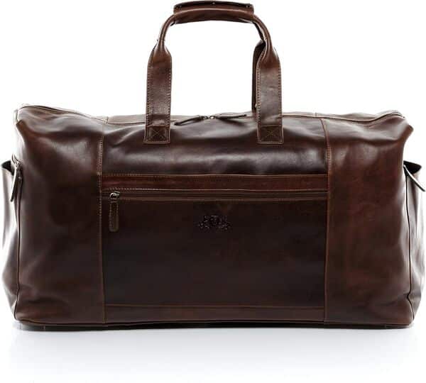 SID & VAIN Sac de Voyage étiquette à Bagage Bristol Cuir véritable | fourre-Tout Besace Week-End Vacances XXL Grand Homme Marron | Sac Sport Bagages Cabine à Main Fait à la Main