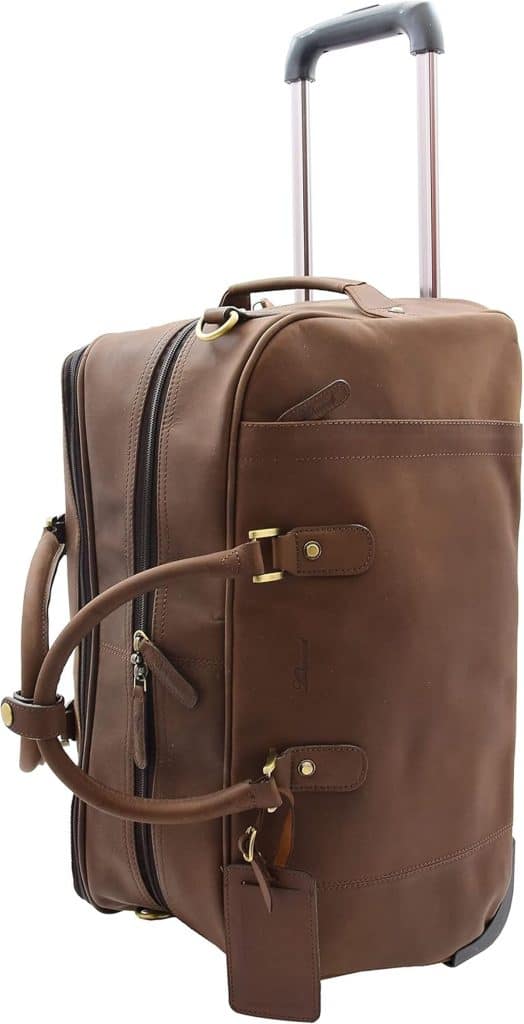 Test du sac fourre-tout à roulettes Marron Foggia en cuir véritable