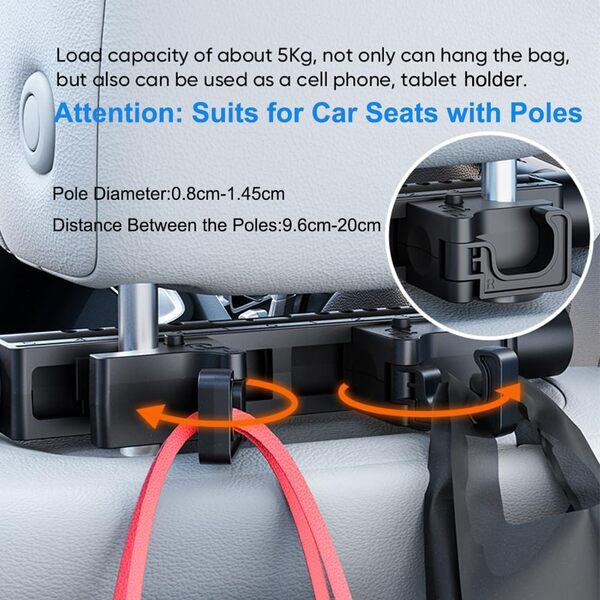 Oreiller appuie-tête de voiture réglable avec mousse à mémoire de forme et soie glacée, appuie-tête de voyage rotatif à 360° pour enfants et adultes – Masque de sommeil en soie inclus