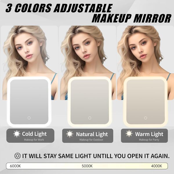 Trousse de maquillage avec miroir LED, organiseur de voyage, trousse de maquillage portable avec séparateurs réglables, trousse de rangement pour pinceaux de maquillage, Polychrome.