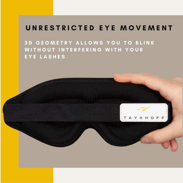 Masque de sommeil en tissu de qualité supérieure – Masque pour les yeux 100 % bloquant la lumière avec contour 3D confortable conçu pour un sommeil confortable – Convient aux hommes et aux