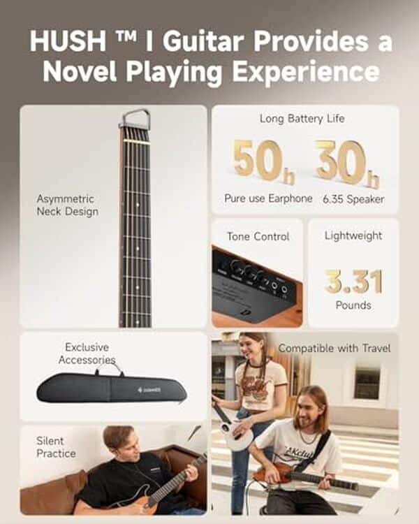 Découvrez le test complet de la guitare acoustique-électrique portable Donner HUSH-I : légèreté, silence et performance au rendez-vous pour les musiciens en quête de praticité et d'innovation.