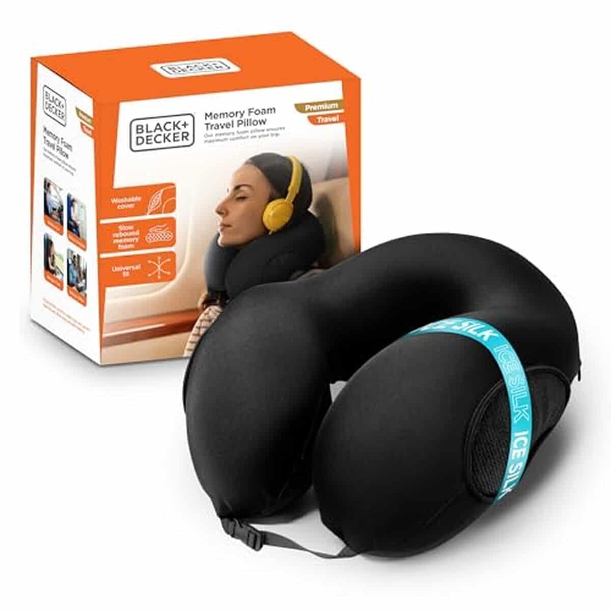 Test de l'oreiller de voyage ergonomique Black+Decker en soie glacée