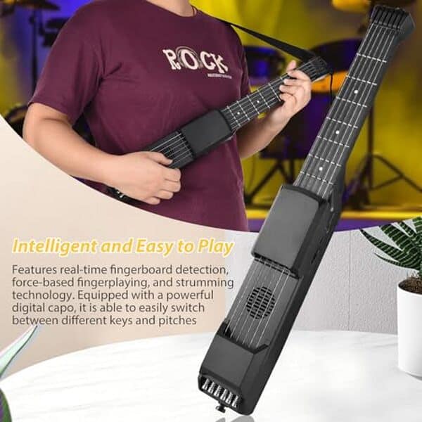 Découvrez notre test complet de la guitare électrique intelligente 7 frettes pour voyages. Guide d'achat, avis d'experts et caractéristiques détaillées pour choisir votre instrument idéal.
