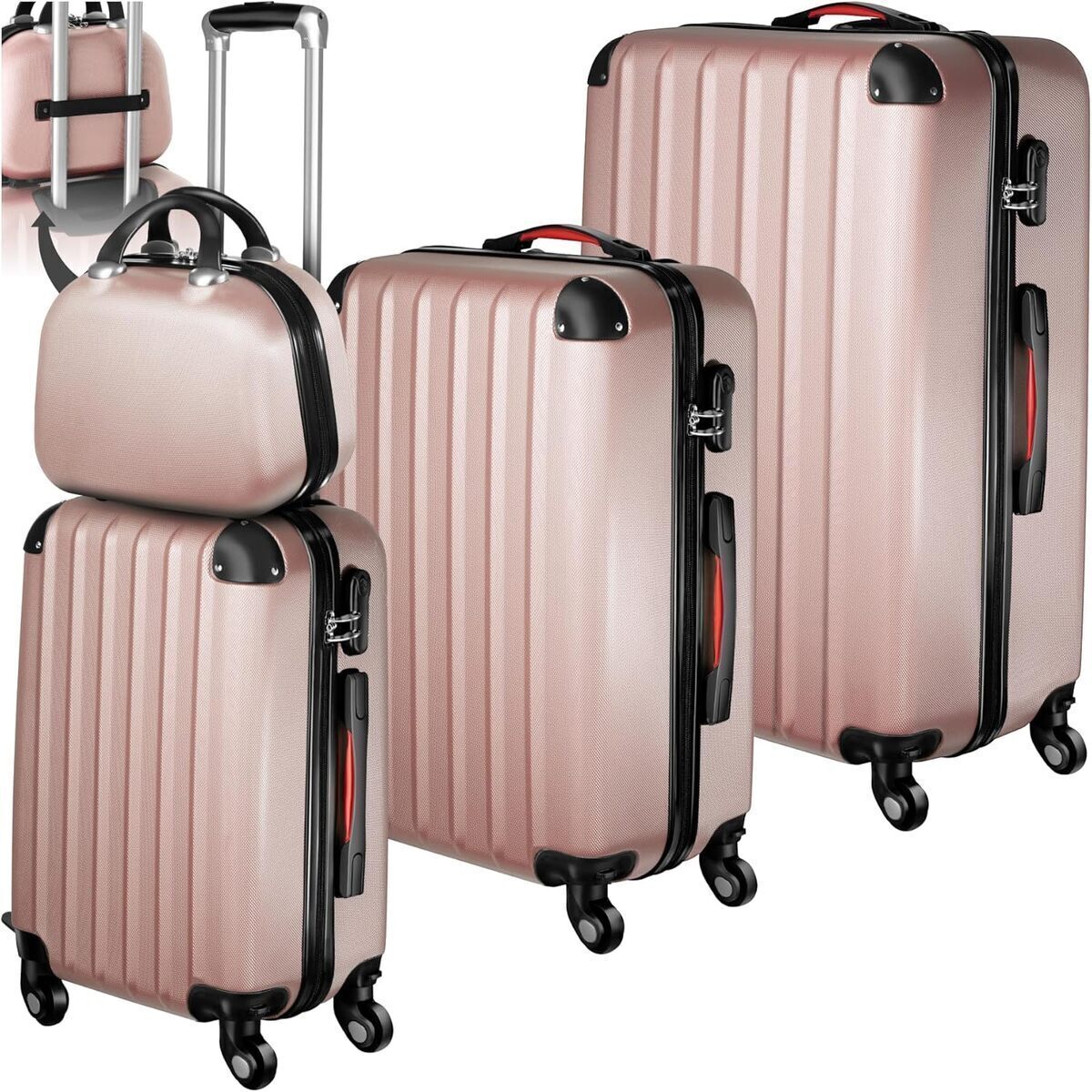 Test : lot de 4 valises TecTake or rose multifonction