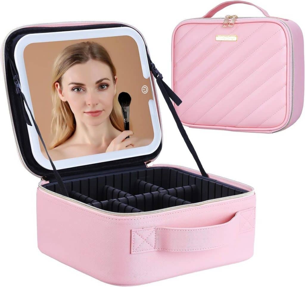 Test : trousse de maquillage yehapp avec miroir LED rose