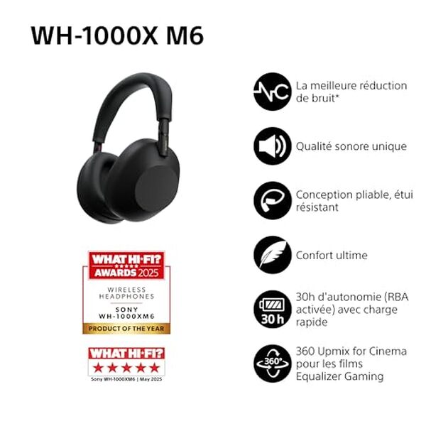 Découvrez notre test détaillé du Sony WH-1000XM6, le casque bluetooth haute résolution avec réduction de bruit leader du marché. Performances, autonomie et confort analysés. 